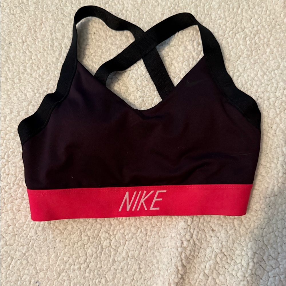 Nike Black and Pink Cross-Back Bra